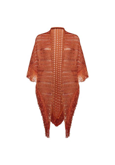 Scialle Simona Corsellini donna SLO0401 Arancione traforato lurex frange SIMONA CORSELLINI | Scialle | SLO04010716